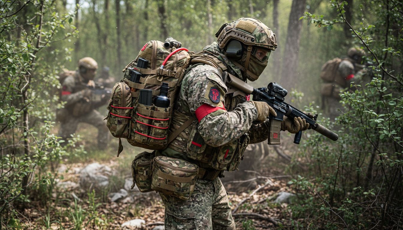 joueur airsoft sac MOLLE