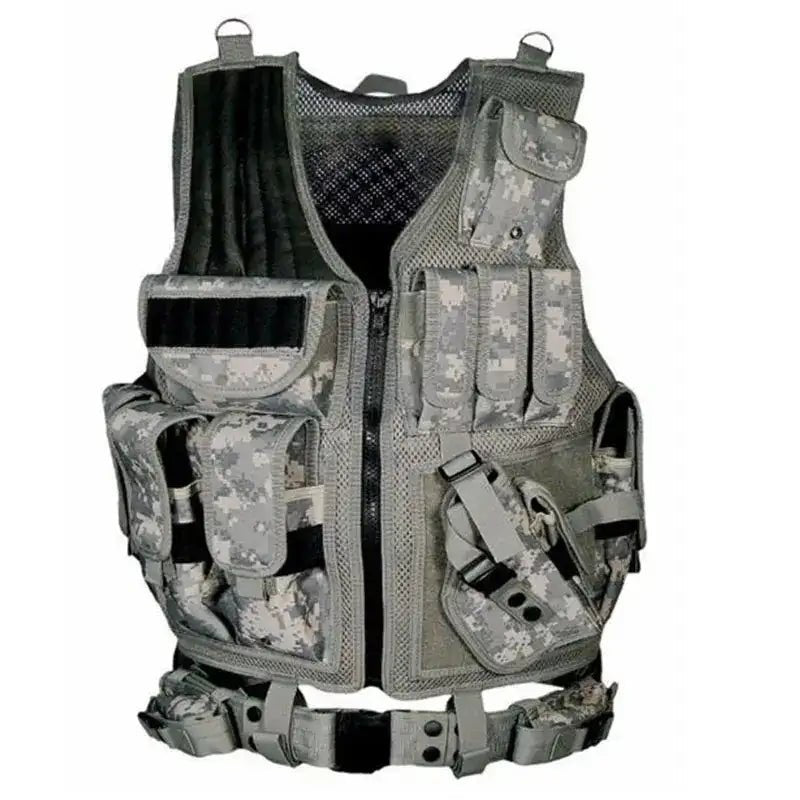 Police Gilet Tactique Airsoft + Ceinture intégrée - BDU AIRSOFT - ACU