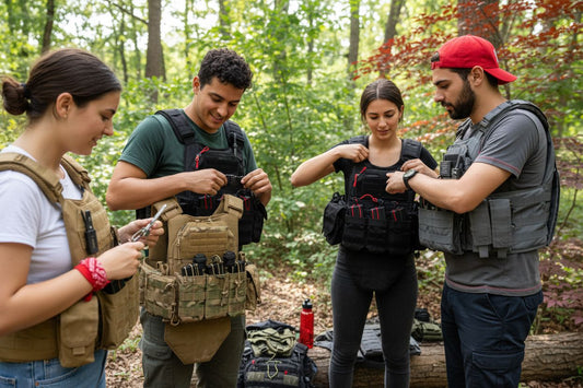 airsoft, bulletproof vest, group