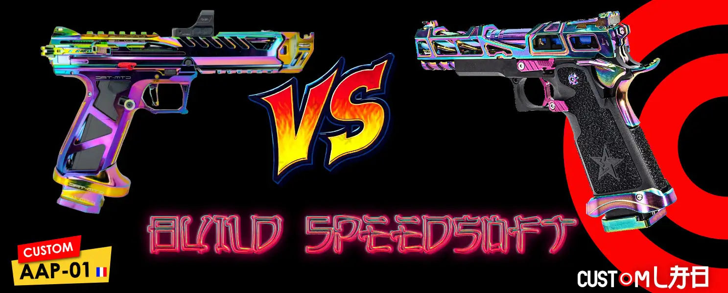 Comparatif technique entre un Hi-Capa Custom et un AAP-01 Custom pour la compétition Speedsoft.