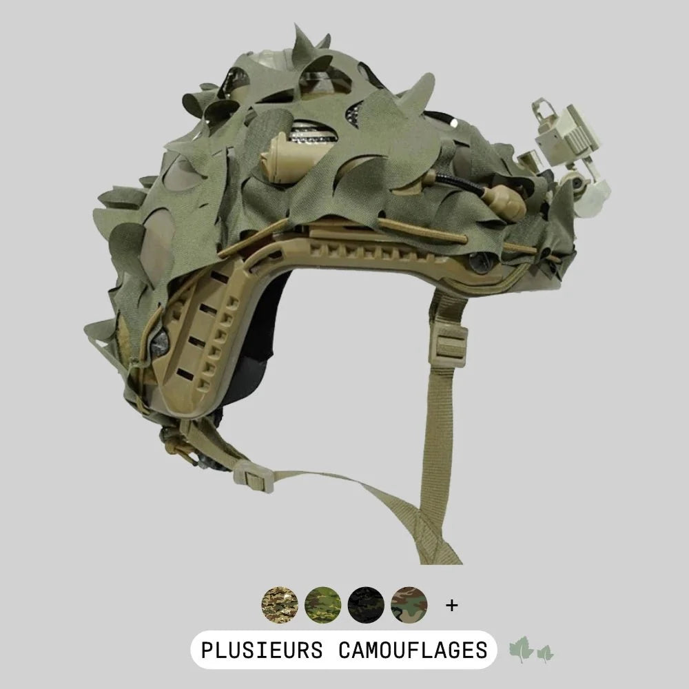 Housse de casque ghillie 3D airsoft en Multicam