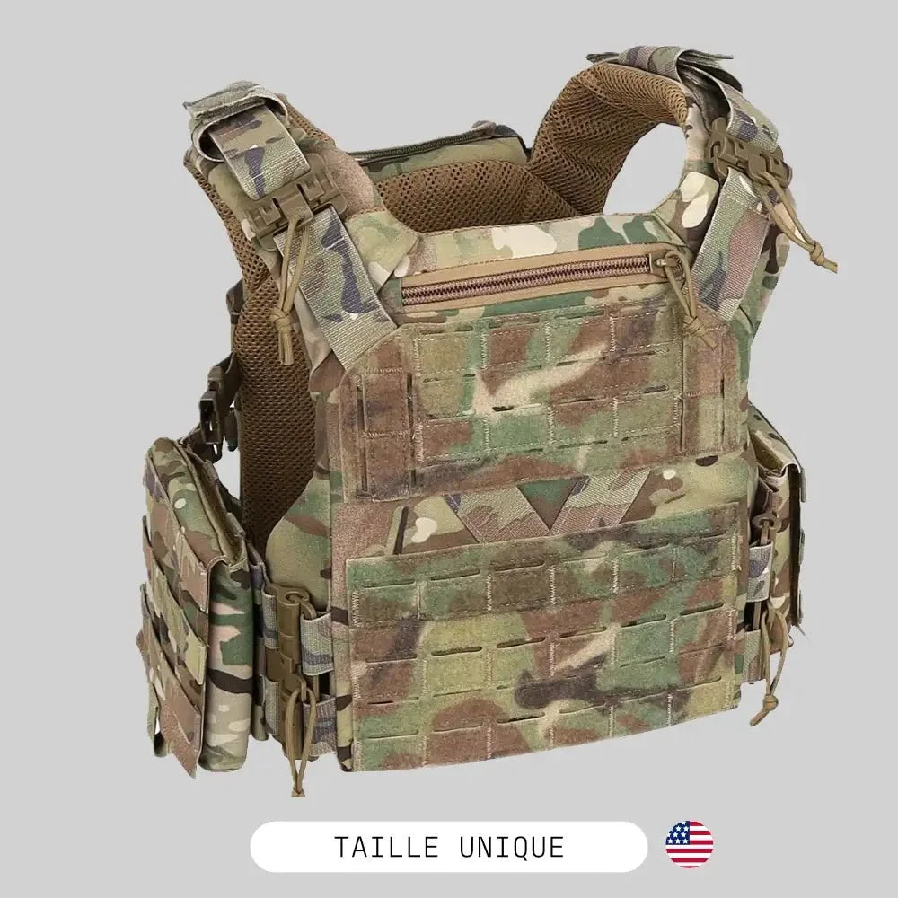 Gilet tactique airsoft porte-plaque K19 en Multicam