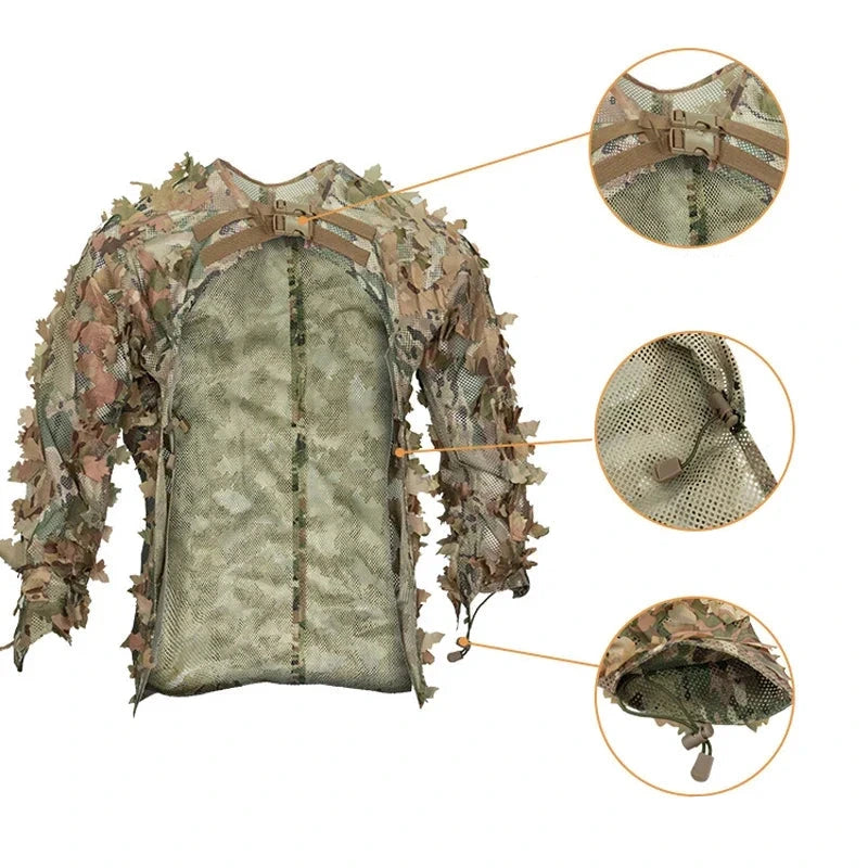 cape de camouflage ghillie suit airsoft 3d caracteristiques et avantages de la tenue de camouflage