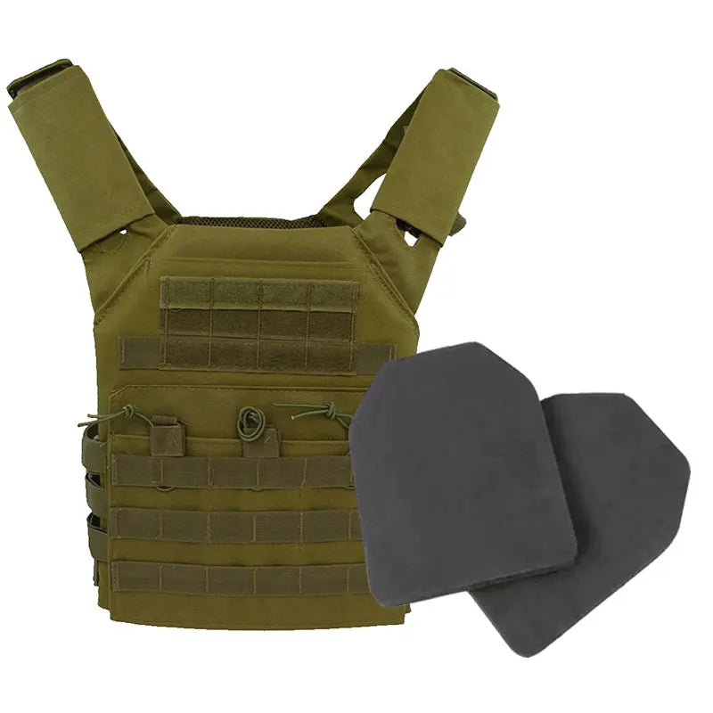 gilet tactique airsoft green army JPC avec deux plaques SAPI