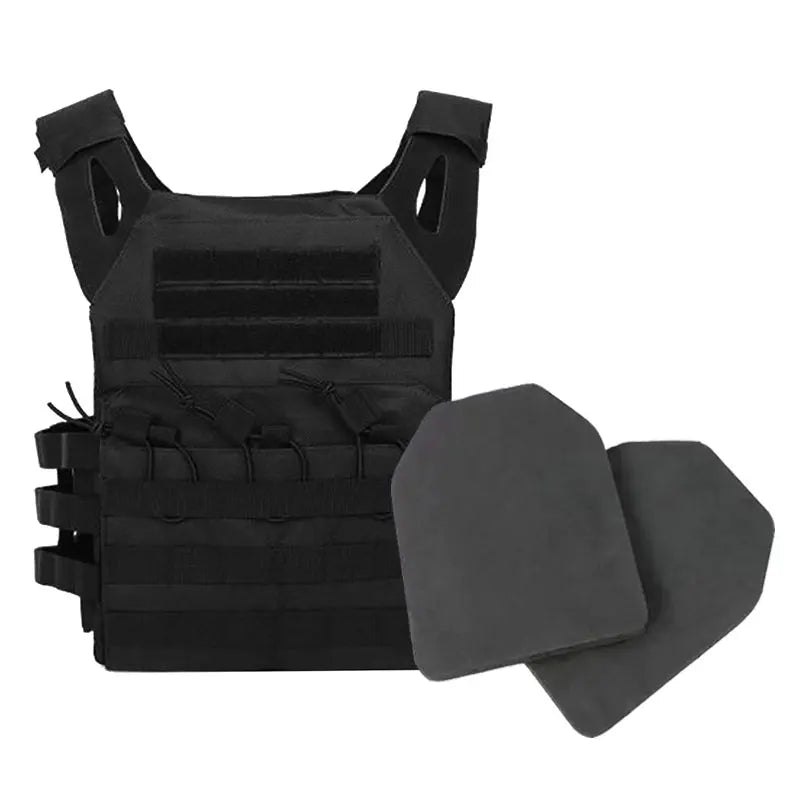 gilet tactique airsoft JPC style noir avec plaque sapi