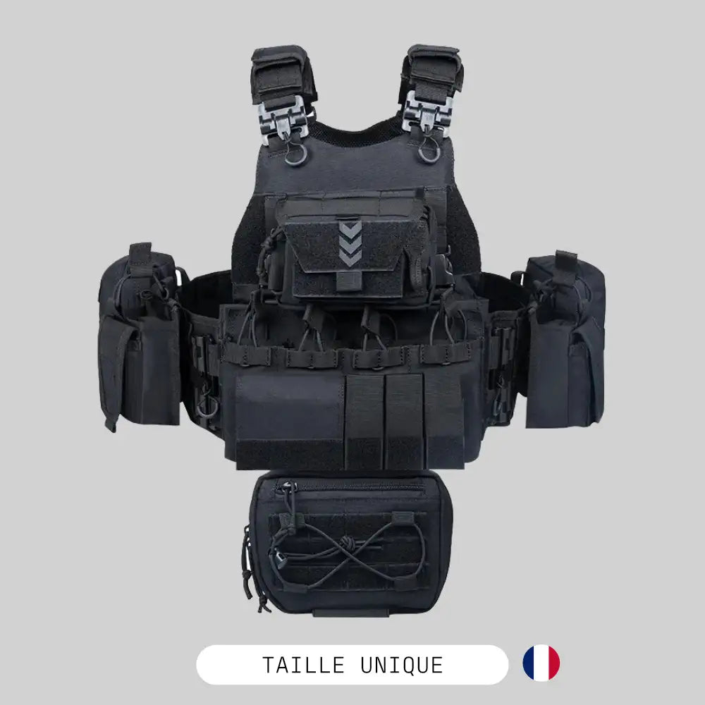 gilet tactique GIGN airsoft complet noir