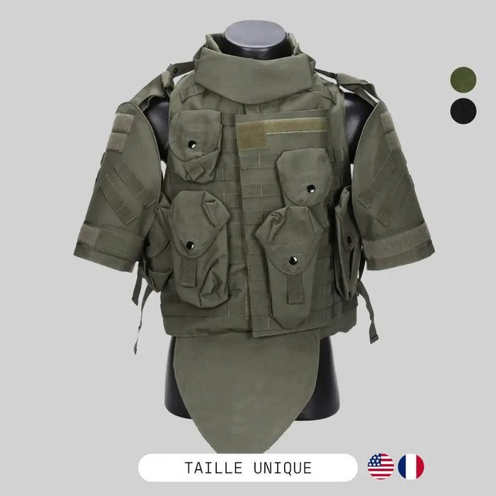 Komplettes GIGN Airsoft-Outfit - kugelsichere Weste + modulare Tasche