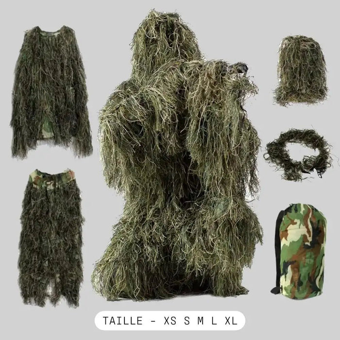 Tenue Sniper Ghillie Suits Airsoft Complète - 5 Pièces