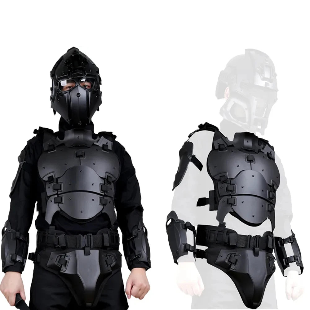 Armure tactique airsoft noire portée, plastron et épaulières - BDU AIRSOFT