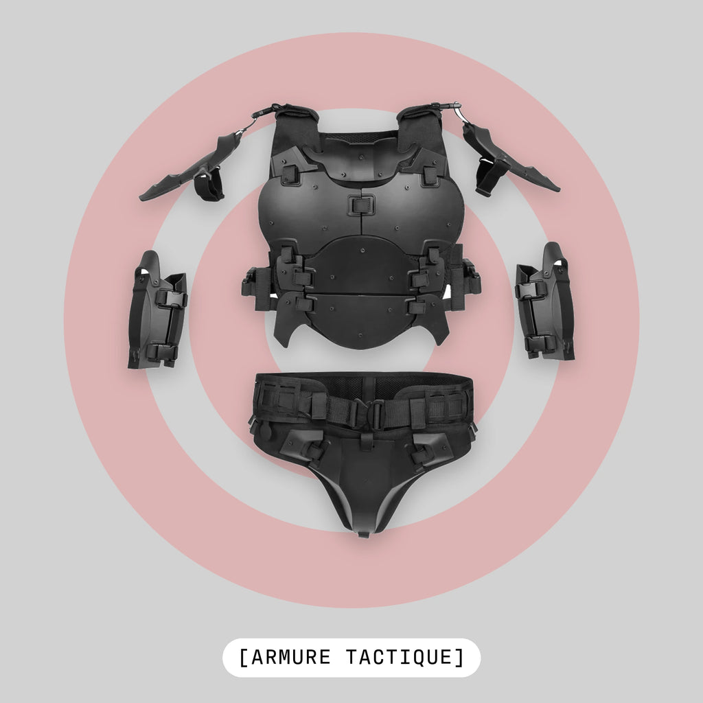 Armure tactique airsoft noire : plastron, épaulières, coudières et ceinture - BDU AIRSOFT