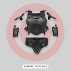 Armure tactique airsoft noire : plastron, épaulières, coudières et ceinture - BDU AIRSOFT