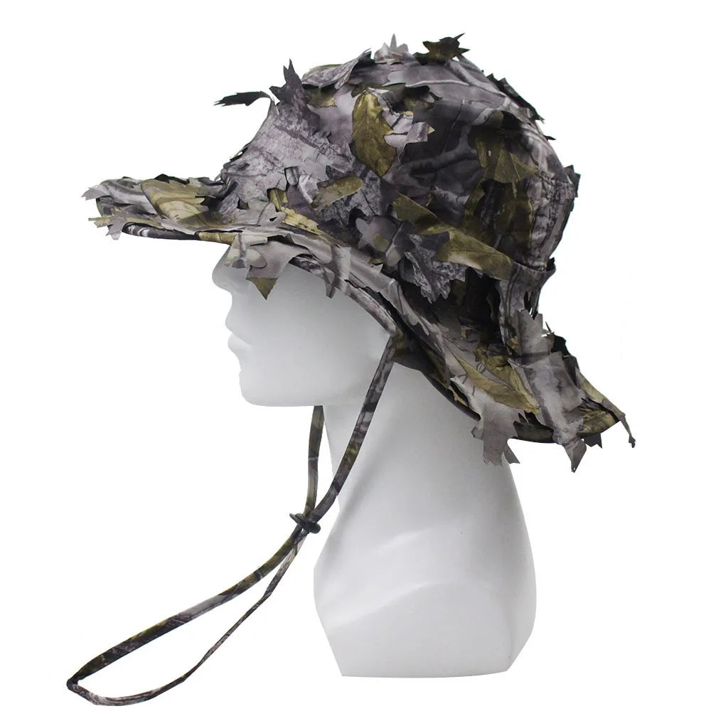 Bob camouflage feuilles 3D airsoft gris-vert, vue de trois quarts - BDU AIRSOFT