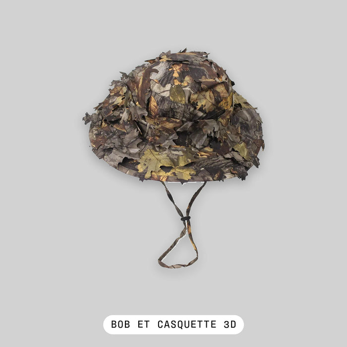 Bob et Casquette Camouflage Feuilles 3D Airsoft - Sniper et Ghillie