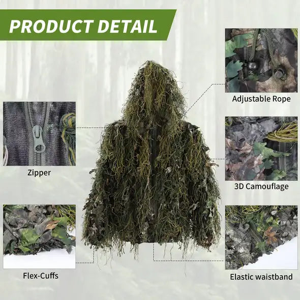 camouflage ghillie foret teinte feuilles avec ces caractéristiques