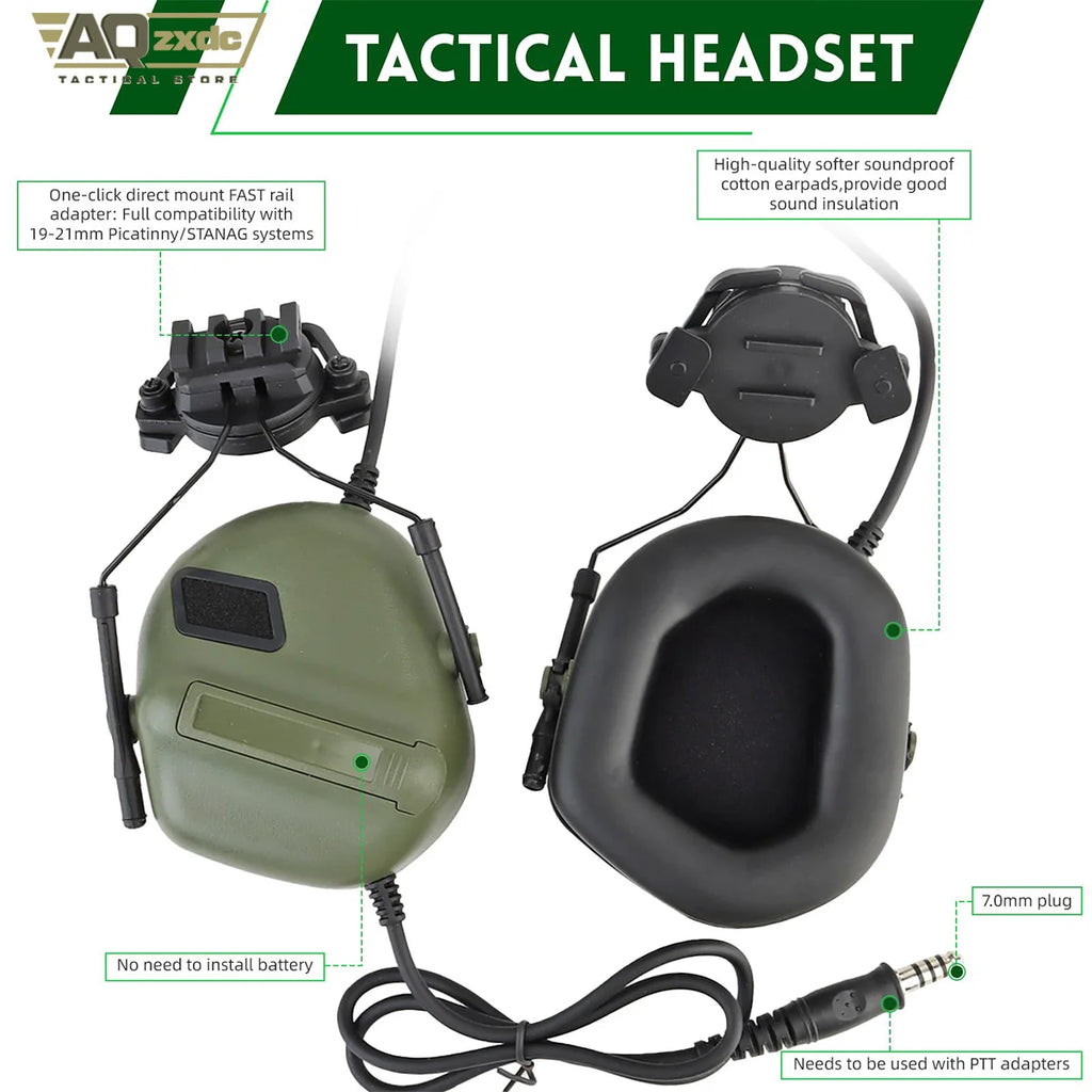 Casque audio tactique du pack, écouteurs pivotants et micro détachable - BDU AIRSOFT