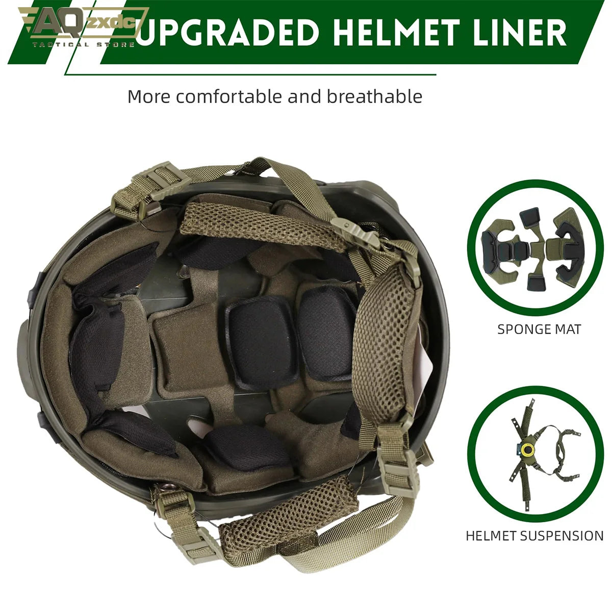 Coiffe intérieure à mousses indépendantes du casque airsoft type FAST PJ - BDU AIRSOFT
