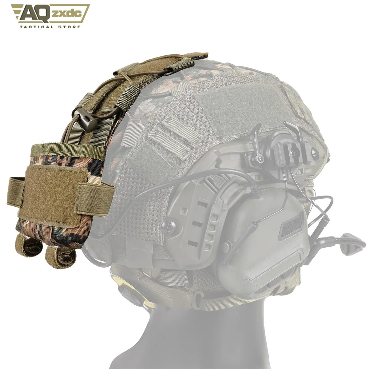 Casque airsoft type FAST PJ coyote présenté sur une silhouette de tête - BDU AIRSOFT