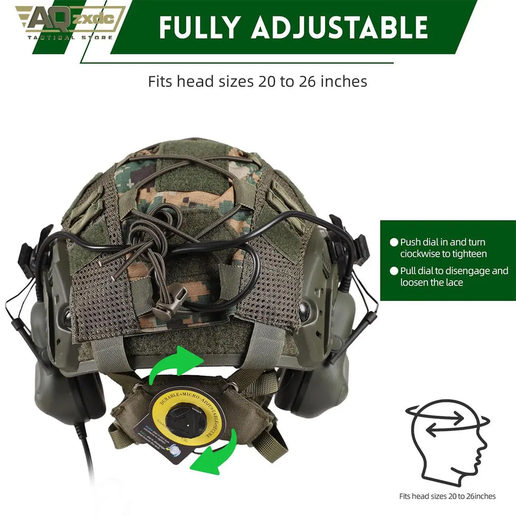 Molette de serrage du casque airsoft type FAST PJ, tour de tête 51 à 66 cm - BDU AIRSOFT