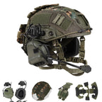 Pack casque airsoft type FAST PJ vert olive avec housse, pochette et accessoires - BDU AIRSOFT