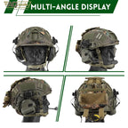 Casque airsoft type FAST PJ vu sous quatre angles avec sa housse - BDU AIRSOFT