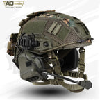 Casque airsoft type FAST PJ vert olive équipé de son casque audio tactique - BDU AIRSOFT