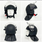 Casque russe ZSh-1-2M airsoft noir vu de face, de profil et de dos avec protège-nuque - BDU AIRSOFT