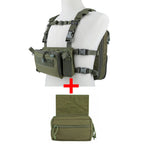 Kit chest rig airsoft type D3 Green Army avec sac Flatpack et poche ventrale - BDU AIRSOFT