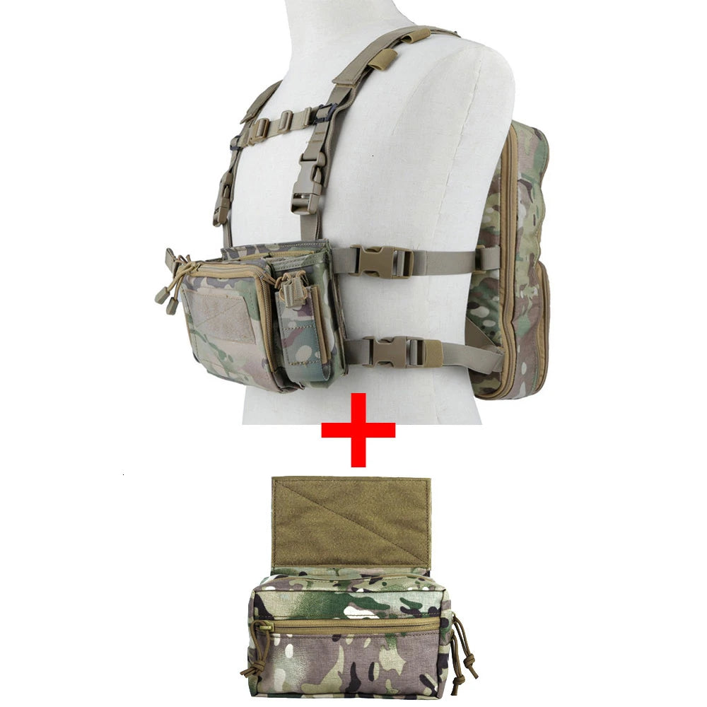 Kit chest rig airsoft type D3 Multicam avec sac Flatpack et poche ventrale - BDU AIRSOFT