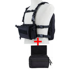 Kit chest rig airsoft type D3 Noir avec sac Flatpack et poche ventrale - BDU AIRSOFT