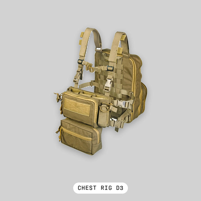 Chest Rig Airsoft Type D3 + Sac Flatpack et Poche Ventrale