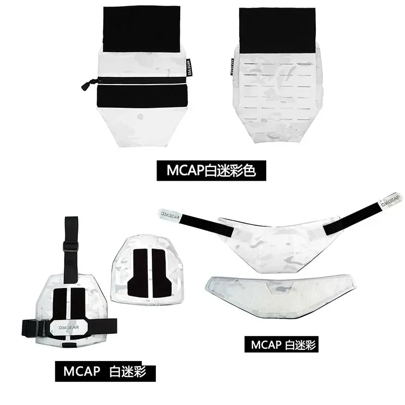 Poches MOLLE airsoft en camouflage neige Alpine, vues de face - BDU AIRSOFT