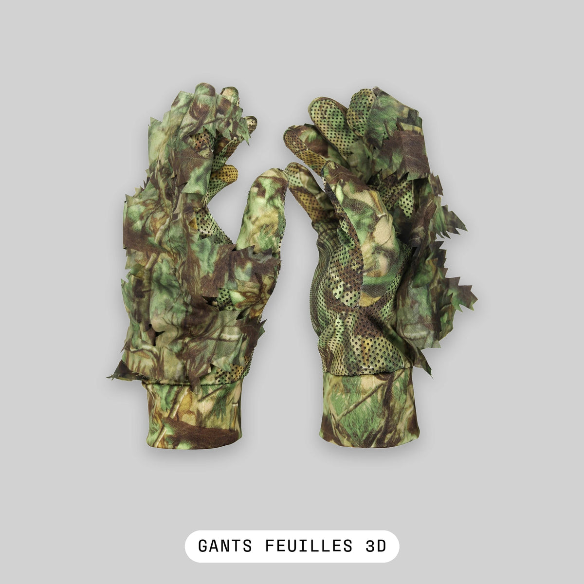 Gants camouflage à feuilles 3D airsoft, doigts complets, coloris vert jungle - BDU AIRSOFT