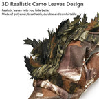 Gant camouflage feuilles 3D airsoft en gros plan sur la végétation - BDU AIRSOFT