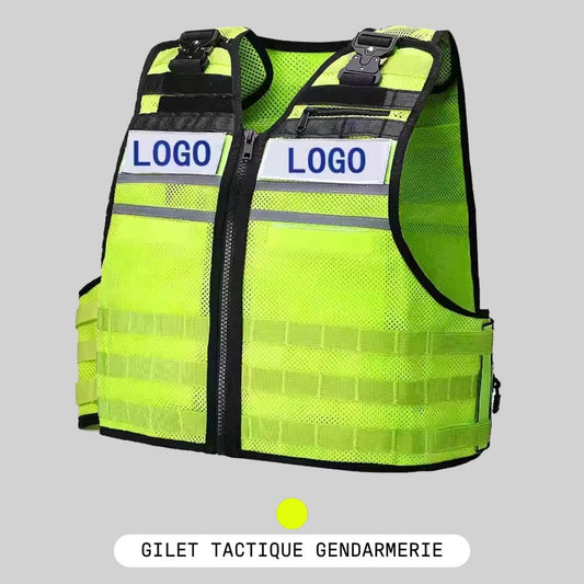 Gilet tactique jaune fluo gendarmerie Airsoft - Modèle Essentiel - BDU AIRSOFT - Fluo