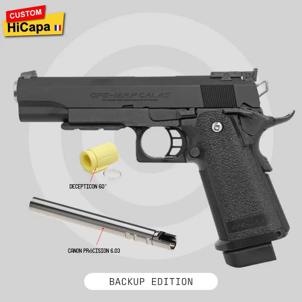 Hi-Capa Custom SLEEPER sur base Tokyo Marui, joint et canon de précision montés par le Custom Lab BDU