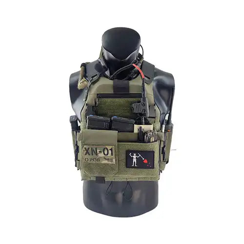 Gilet tactique gendarmerie - Twinfacons plate carrier green army quipé