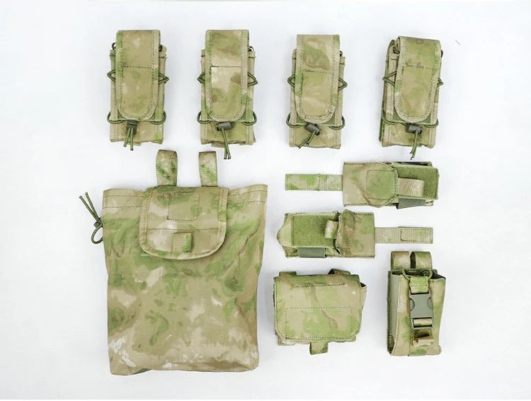 Lot de poches MOLLE du gilet SOBR DCS airsoft en A-TACS FG - BDU AIRSOFT