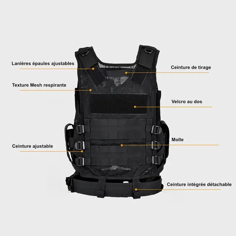 caractéristiques gilet tactique police noir