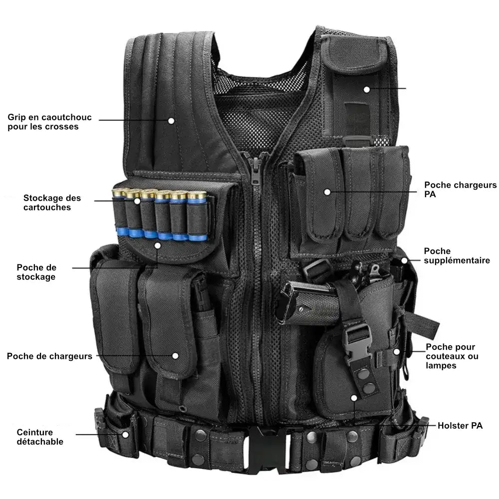 accessoires gilet tactique police noir