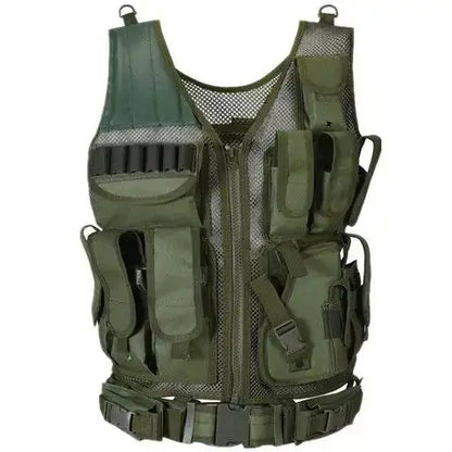 Police Gilet Tactique Airsoft + Ceinture intégrée kaki