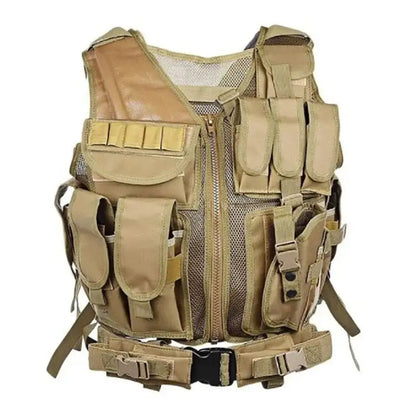 Police Gilet Tactique Airsoft + Ceinture intégrée tan