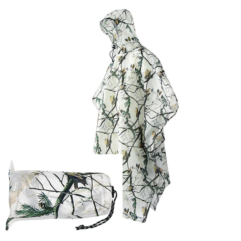 Poncho airsoft imperméable en camouflage arbre enneigé avec son sac - BDU AIRSOFT