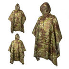Poncho airsoft imperméable camouflage Multicam CP déplié et porté - BDU AIRSOFT