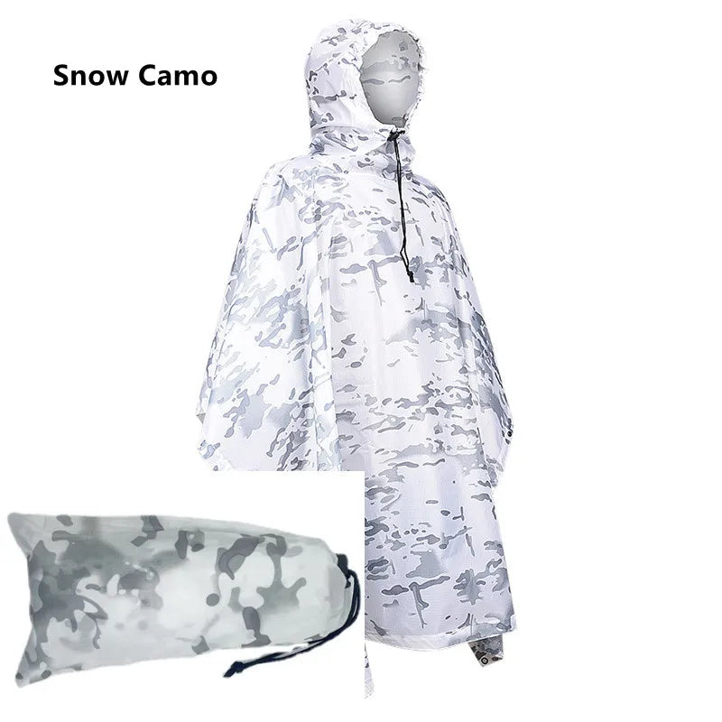 Poncho airsoft imperméable en camouflage neige avec son sac - BDU AIRSOFT
