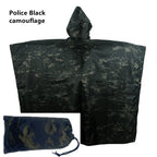 Poncho airsoft imperméable en camouflage noir avec son sac - BDU AIRSOFT