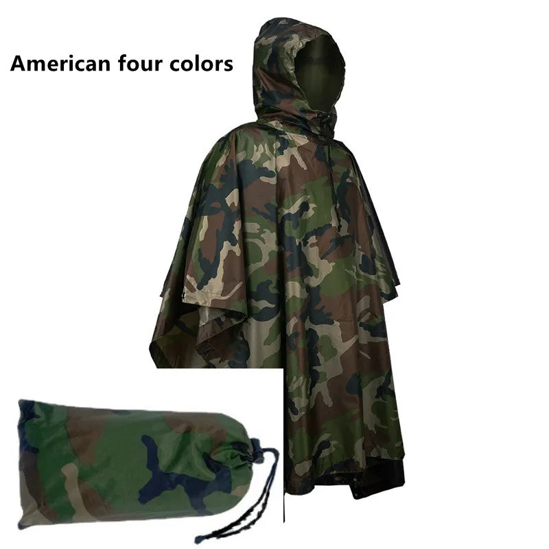 Poncho airsoft imperméable en camouflage woodland US avec son sac - BDU AIRSOFT
