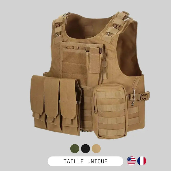 Gilet Protection Militaire Tactique Airsoft - Oxford 600D Porte-Plaque