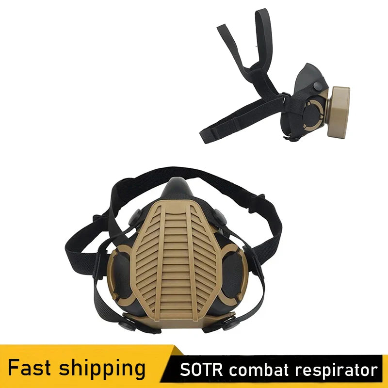 Respirateur tactique SOTR airsoft Coyote Brown avec ses deux sangles - BDU AIRSOFT