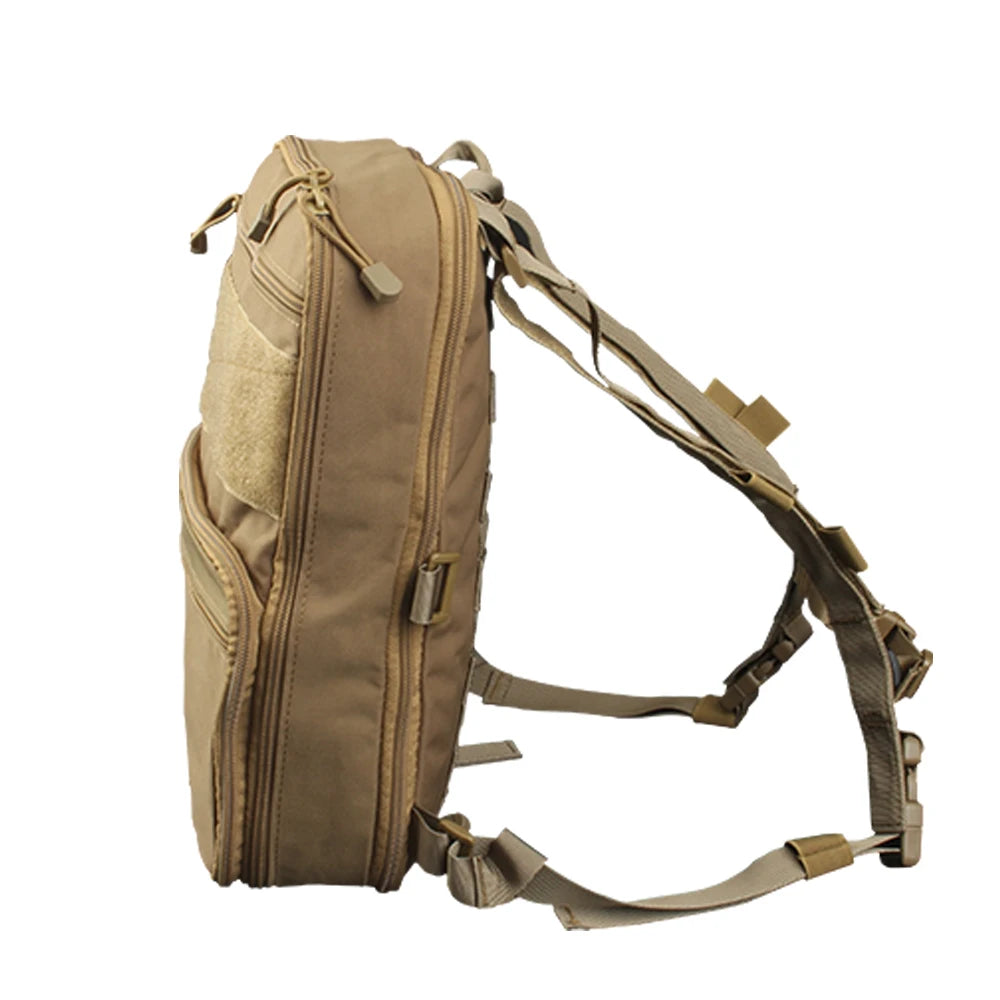 Sac dorsal type Flatpack Tan vu de profil, bretelles réglables - BDU AIRSOFT