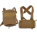 Sac Flatpack et micro chest rig type D3 Tan côte à côte - BDU AIRSOFT